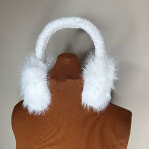 Cozy White Fluffy Earmuffs Faux Rabbit Fur Adult Size